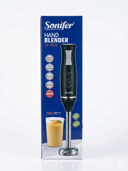 Elektr qo‘l blender Sonifer 200W — smuzi va sharbatlar tayyorlash uchun