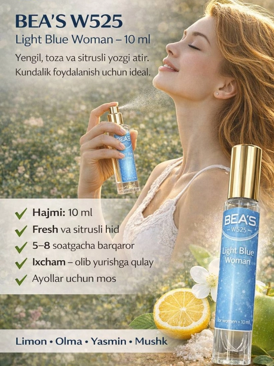 BEA’S W525 Dolce & Gabbana Light Blue Woman — Ayollar uchun atir, 10 ml - 