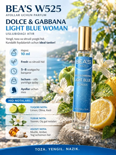 BEA’S W525 Dolce & Gabbana Light Blue Woman — Ayollar uchun atir, 10 ml