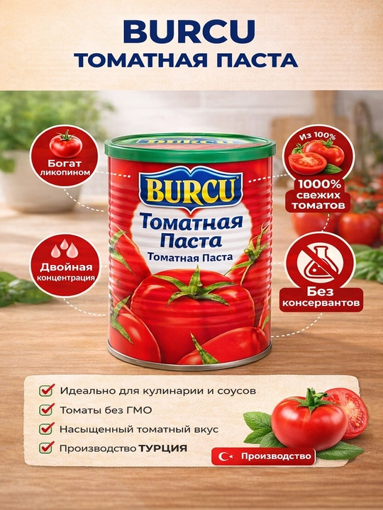 Томатная паста Burcu, Турция, 830 г
