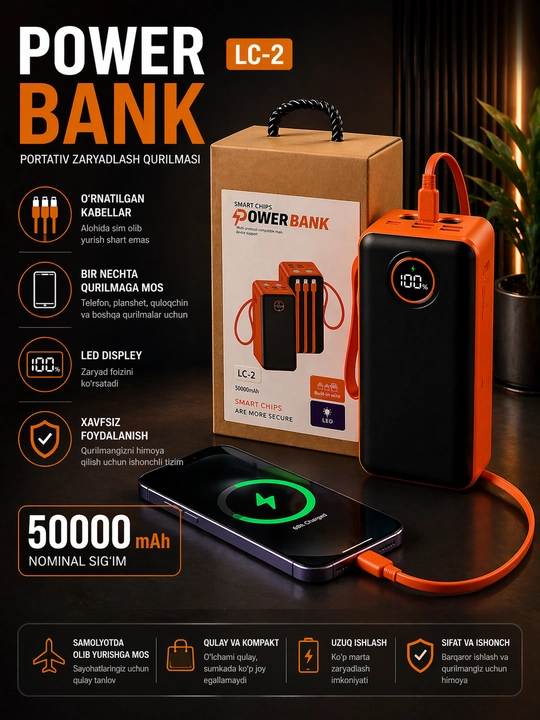 Быстрое зарядное устройство Powerbank 20 000 мАч, 10 000 мАч - 