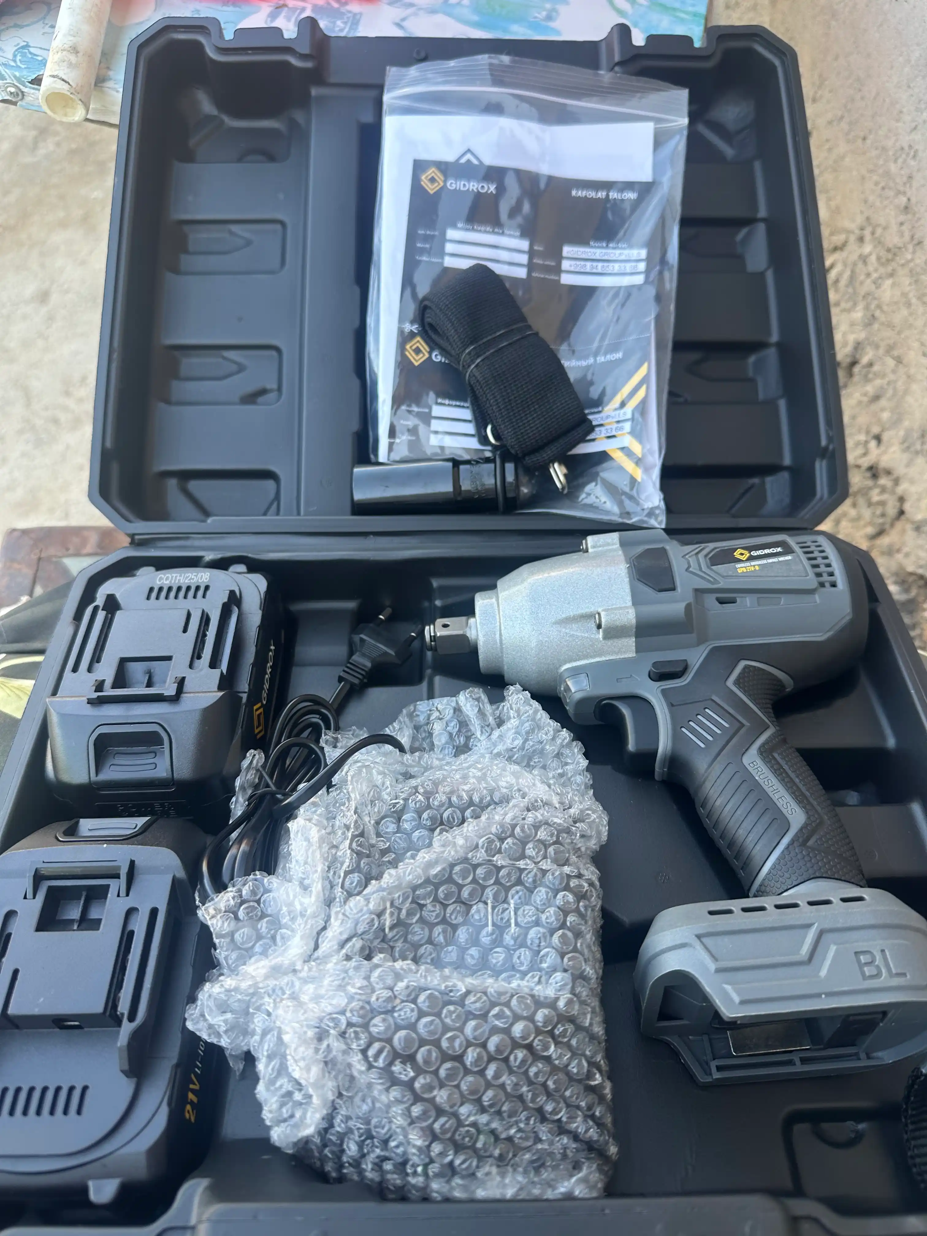 Гайковерт ударный, профессиональный гайковёрт GIDROX GPD-21V-D 600 N.M