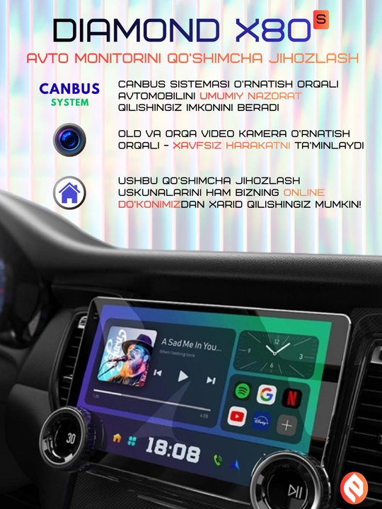 Автомонитор/diamond x80s/10. 1 дюймов/hd экран/bluetooth/wi-fi/gps+рамка