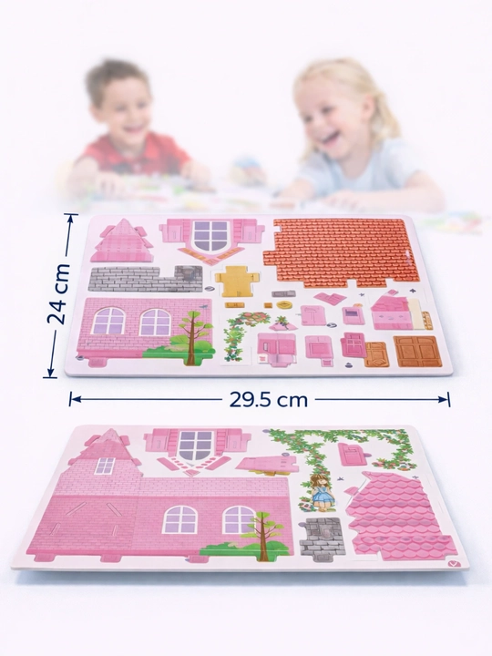 O'yinchoqlar 3D Puzzle uycha–bolalar uchun, konstruktordan yig‘iladigan karton maket