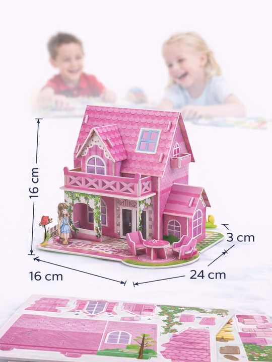 O'yinchoqlar 3D Puzzle uycha–bolalar uchun, konstruktordan yig‘iladigan karton maket