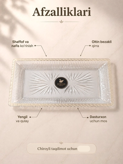 Oltin dastali bezakli patnis, yuqori sifatli xizmat ko‘rsatish taomi, PS/PP