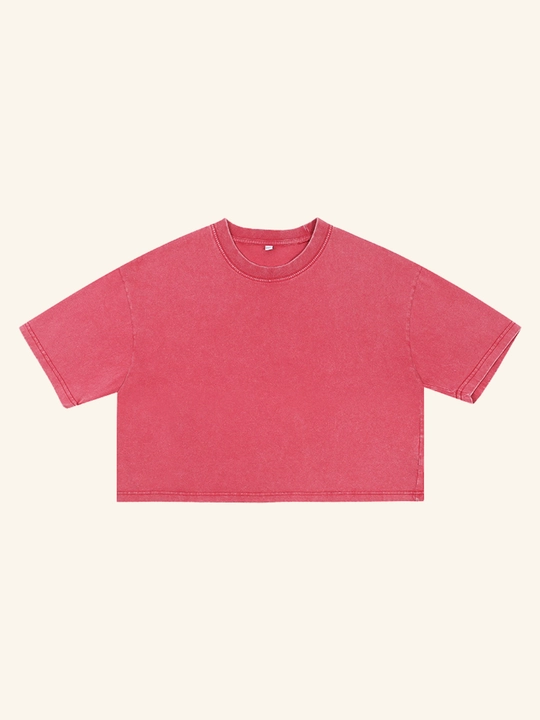 Ayollar uchun crop futbolka, oversize, 100% paxta, zichligi 240 g/m², street style - 