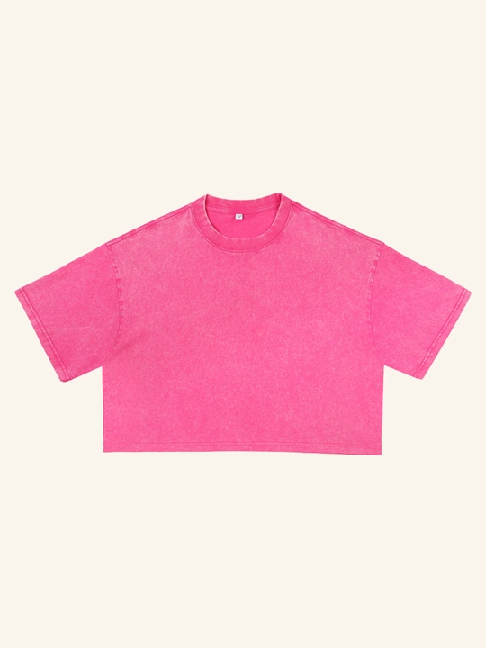 Ayollar uchun crop futbolka, oversize, 100% paxta, zichligi 240 g/m², street style - 