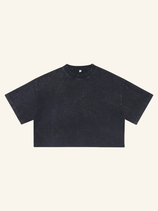 Ayollar uchun crop futbolka, oversize, 100% paxta, zichligi 240 g/m², street style - 