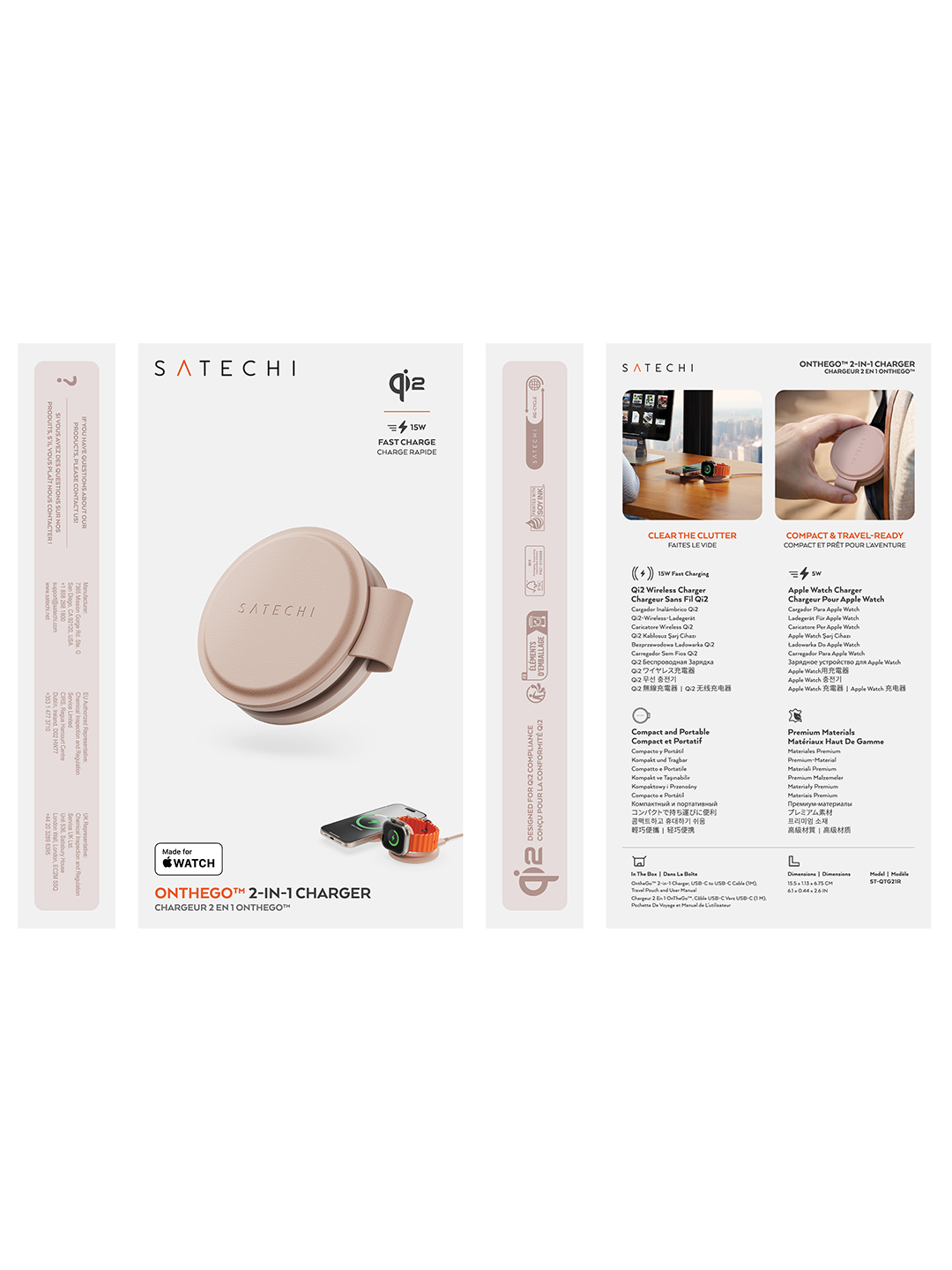 Satechi Qi2 15W 2in1 va 3in1 simsiz quvvatlash moslamasi, yig‘iluvchan, magnitli