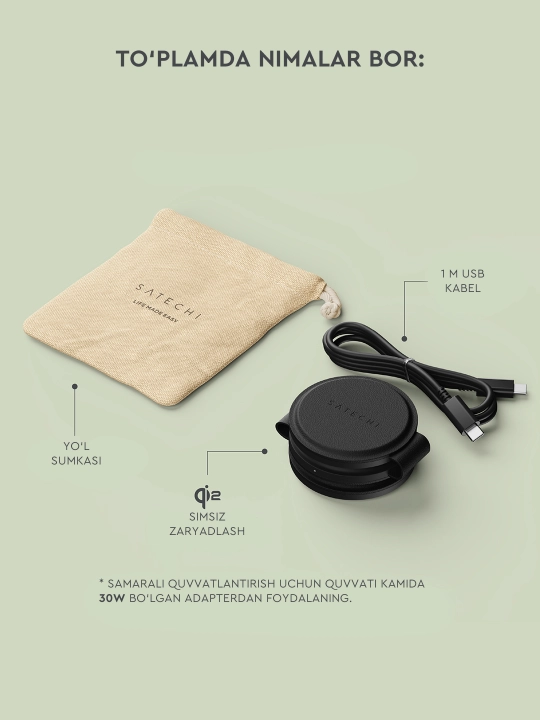 Беспроводная зарядка 2в1 и 3в1 Satechi Qi2 15W, складная, магнитная
