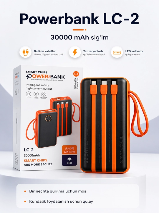 Быстрое зарядное устройство Powerbank 20 000 мАч, 10 000 мАч - 