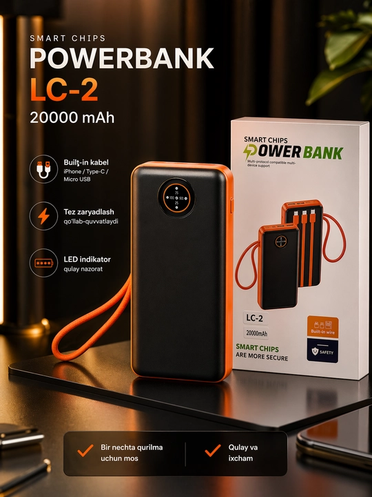 Быстрое зарядное устройство Powerbank 20 000 мАч, 10 000 мАч - 