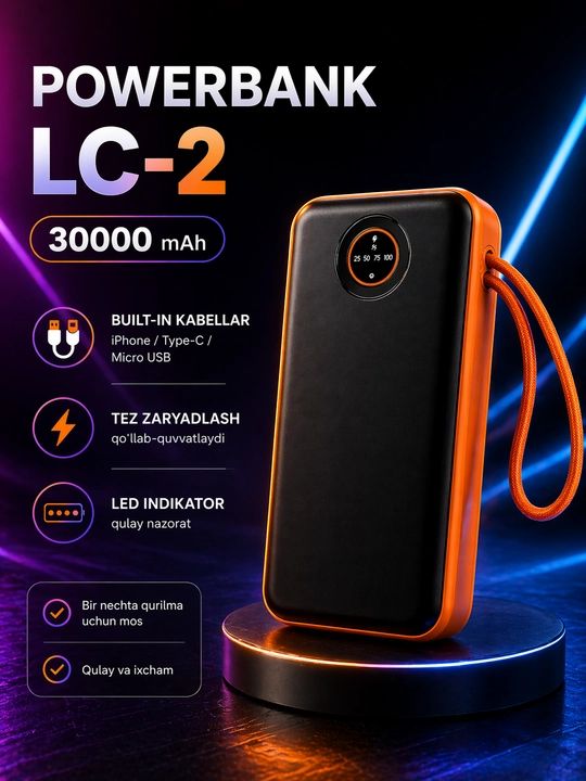 Быстрое зарядное устройство Powerbank 20 000 мАч, 10 000 мАч