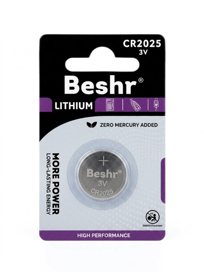 Beshr CR2025 (3V) litiy batareykasi, avto pult va elektronika uchun - 