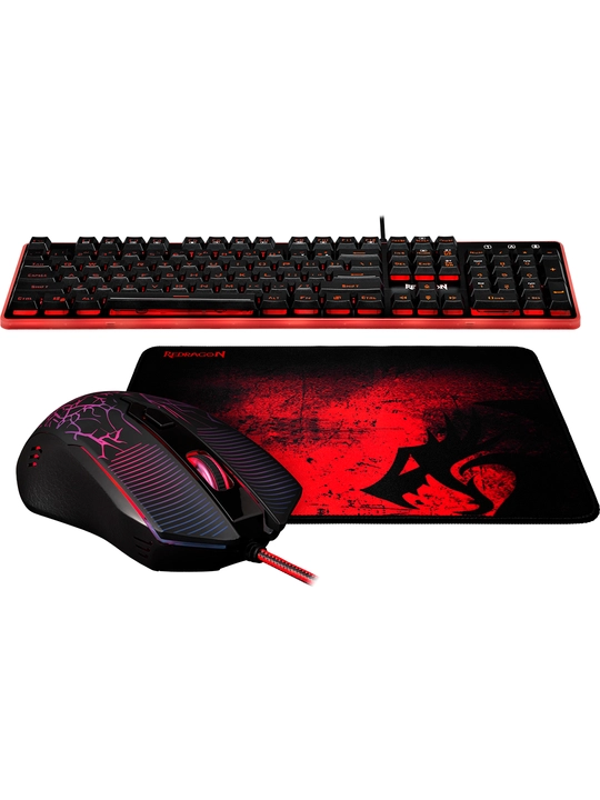 Игровой набор Redragon S107 (клавиатура + мышь + коврик) RGB подсветка, проводной
