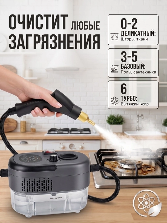 Bug'li tozalagich 19ta nasadkali uy tozalash uchun paroochistitel