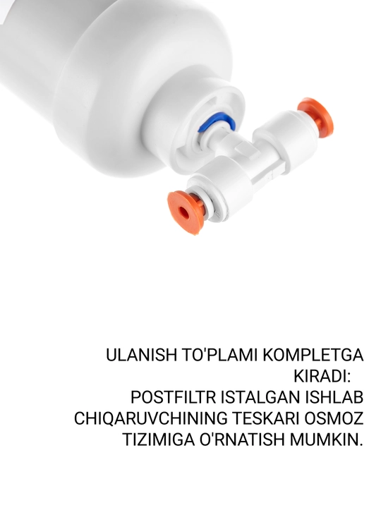Geizer ko'mirli postfiltrni o'rnatish to'plami istalgan teskari osmoz tizimiga mos keladi