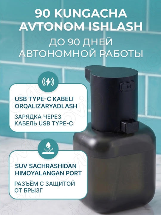 Sovun uchun avtomatik ko‘pikli dozator, suyuq sovun uchun sensorli dispenser