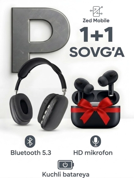 Simsiz Bluetooth quloqchinlar P9, mikrofonli, 1+1 - 
