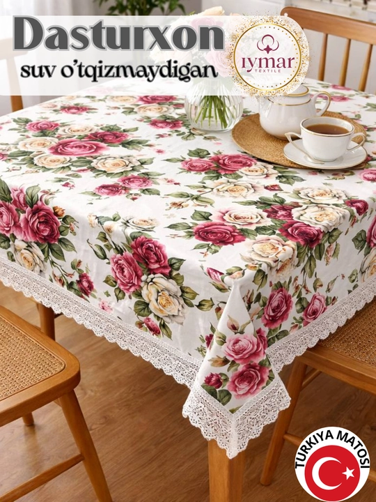 Водонепроницаемая скатерть для кухни из  коллекции "Цветы" от IYMAR textile.Материал: Дак - 