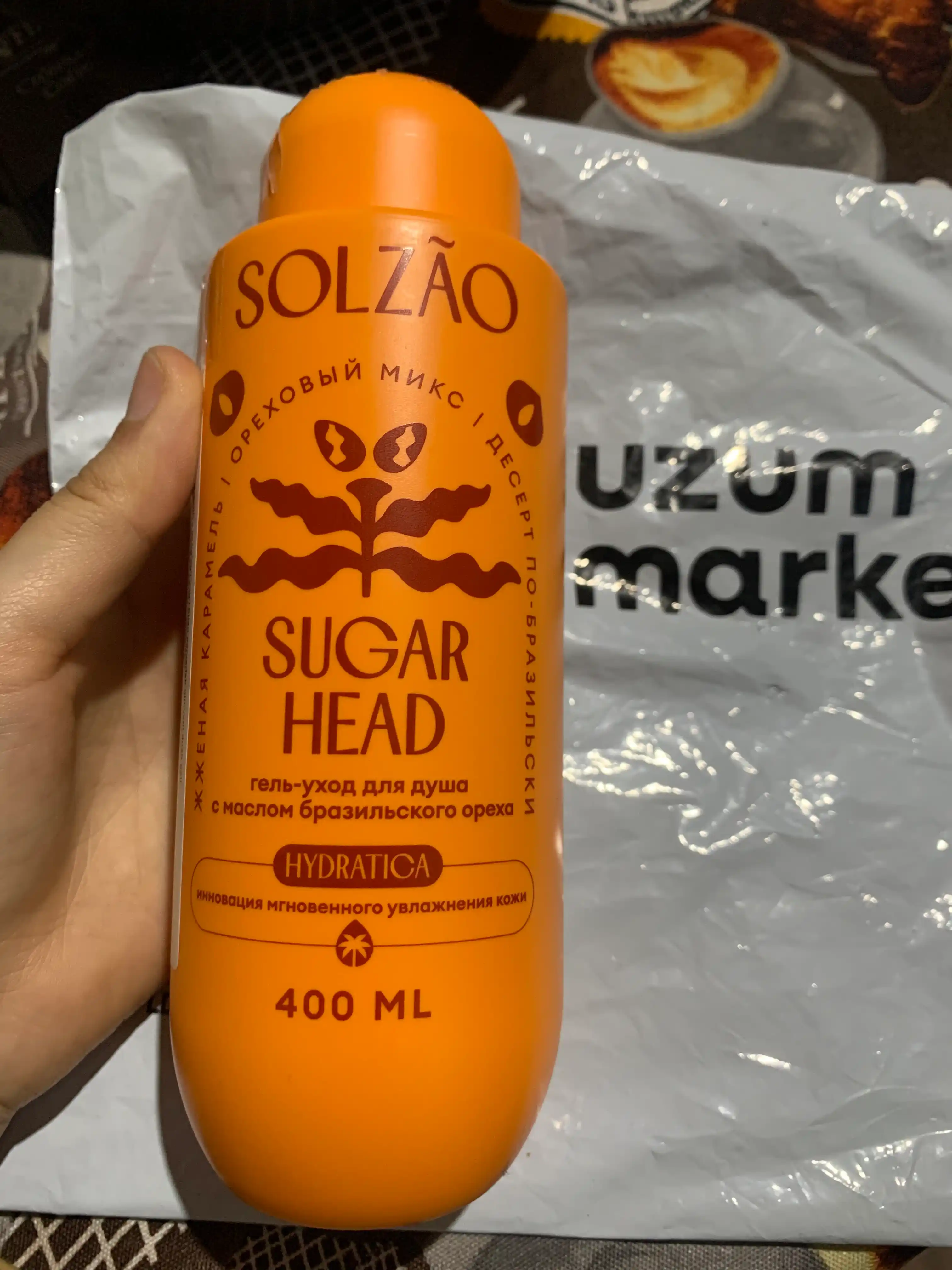 Solzao Sugar Head braziliya yong‘og‘i moyi bilan dush uchun gel parvarishi, 400 ml