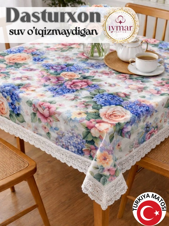 Водонепроницаемая скатерть для кухни из  коллекции "Цветы" от IYMAR textile.Материал: Дак - 