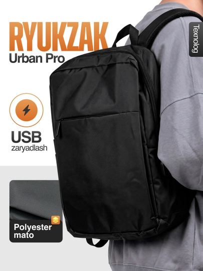 Рюкзак для ноутбука с USB портом, водонепроницаемая ткань, до 15.6 дюймов