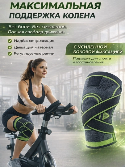 Наколенник с боковой фиксацией и ремнями, спортивный ортез для колена - 