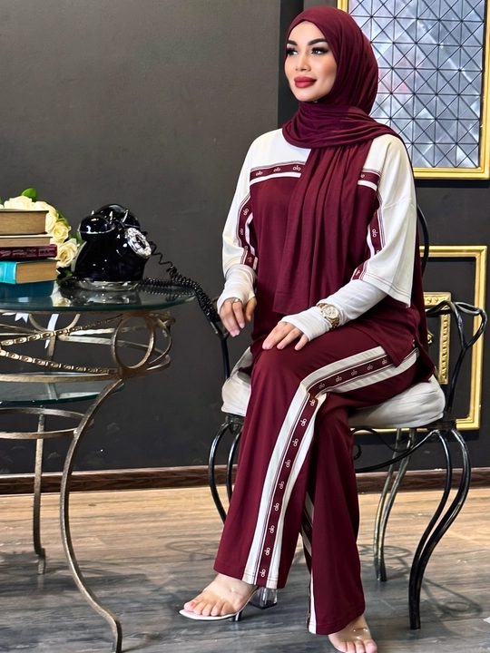 Ayollar kostyumi dvoyka, oversize, tunika va keng palazzo shim, yumshoq viskoza, MONIKA