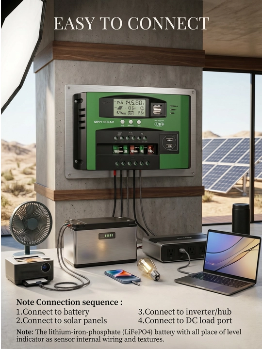 Smart Solar Charge Controller PWM780, 780W/1560W, LCD, IP65