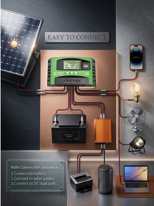 Smart Solar Charge Controller PWM780, 780W/1560W, LCD, IP65