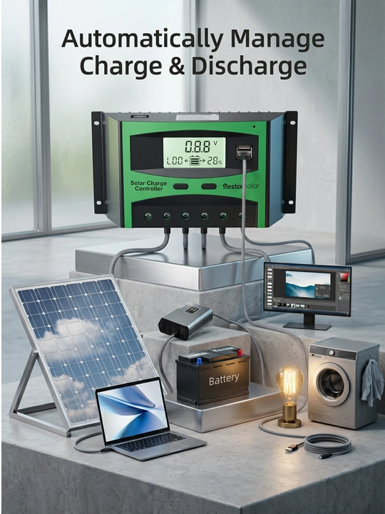 Smart Solar Charge Controller PWM780, 780W/1560W, LCD, IP65