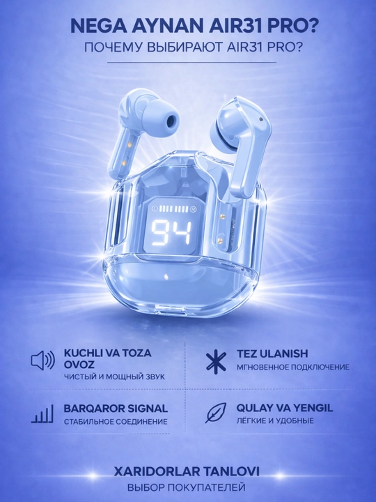 LED displeyli TWS M10 simsiz quloqchin, sensor boshqaruv, Bluetooth