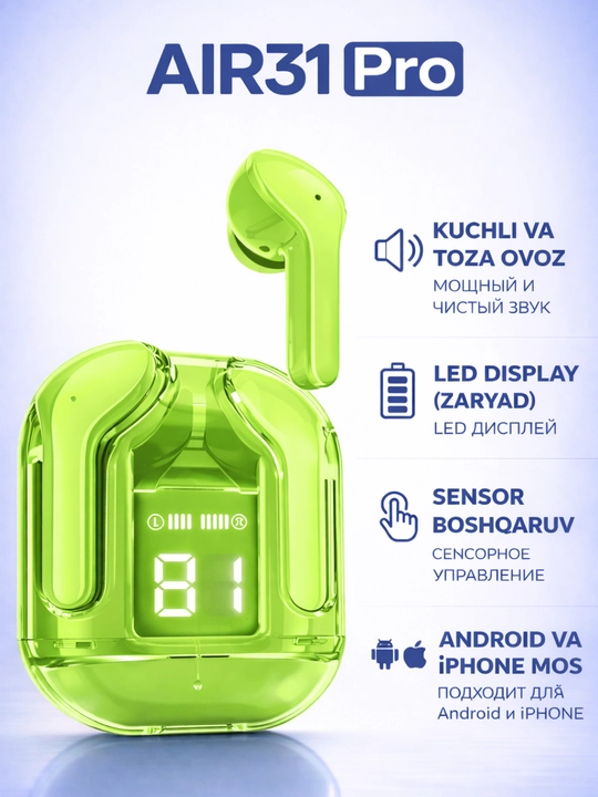 LED displeyli TWS M10 simsiz quloqchin, sensor boshqaruv, Bluetooth