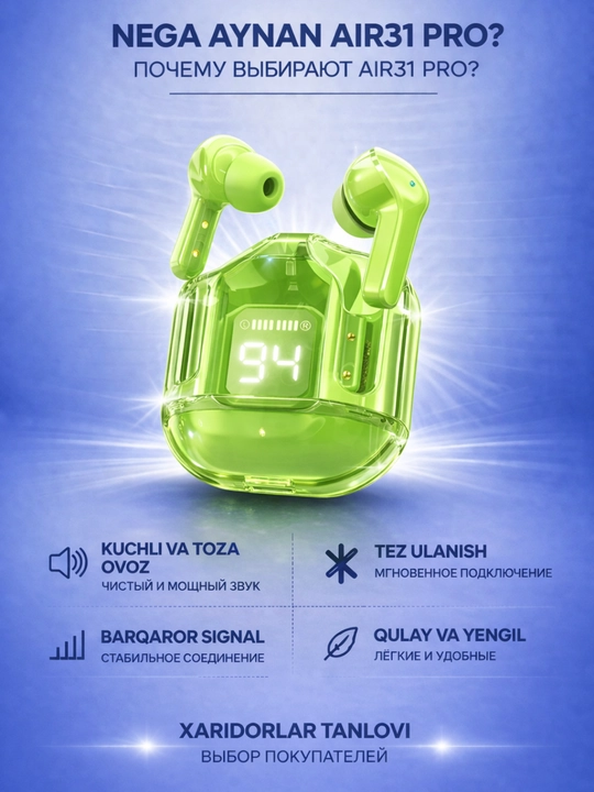 LED displeyli TWS M10 simsiz quloqchin, sensor boshqaruv, Bluetooth
