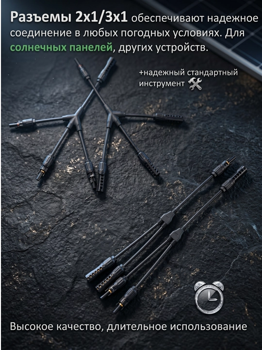 Quyosh paneli ulanish kabeli, konnektor, kabel, 3 tasi 1 da, 2 tasi 1 da