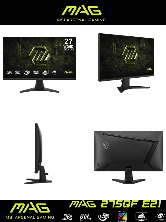 Монитор 27" MSI MAG 275QF E2 2K IPS 200Hz 0.5ms Игровой монитор