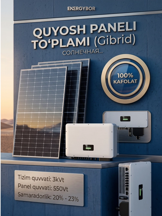 Quyosh paneli komplekt 3 KW HYBRID sistema - 