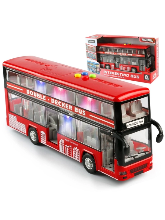 Bolalar uchun ikki qavatli avtobus o‘yinchoq – Double Decker Bus, yorug‘lik va ovozli - 