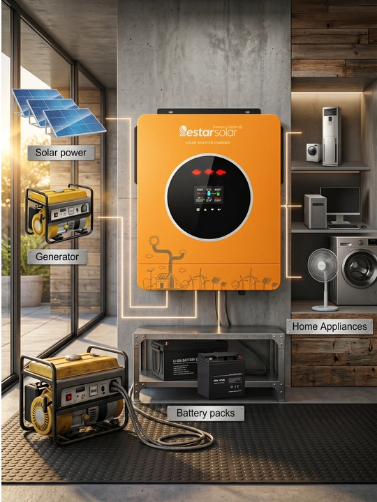 Invertor Restar RT8.2, quyosh paneli uchun, 8,2KW/36A, HYBRID, Max 8200W