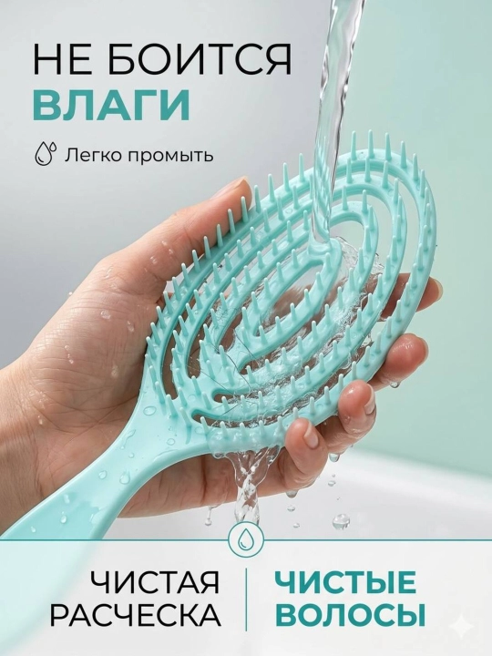 Расческа для ухода за волосами и массажа с металлическими, пластиковыми и деревянными зубьями