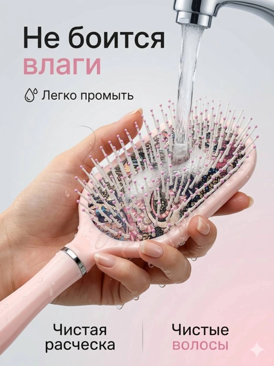 Расческа для ухода за волосами и массажа с металлическими, пластиковыми и деревянными зубьями