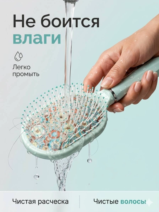 Расческа для ухода за волосами и массажа с металлическими, пластиковыми и деревянными зубьями