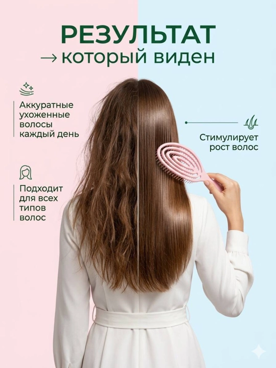 Расческа для ухода за волосами и массажа с металлическими, пластиковыми и деревянными зубьями