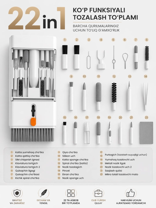 Набор для чистки 22 в 1, для клавиатуры, AirPods и телефона, cleaning kit