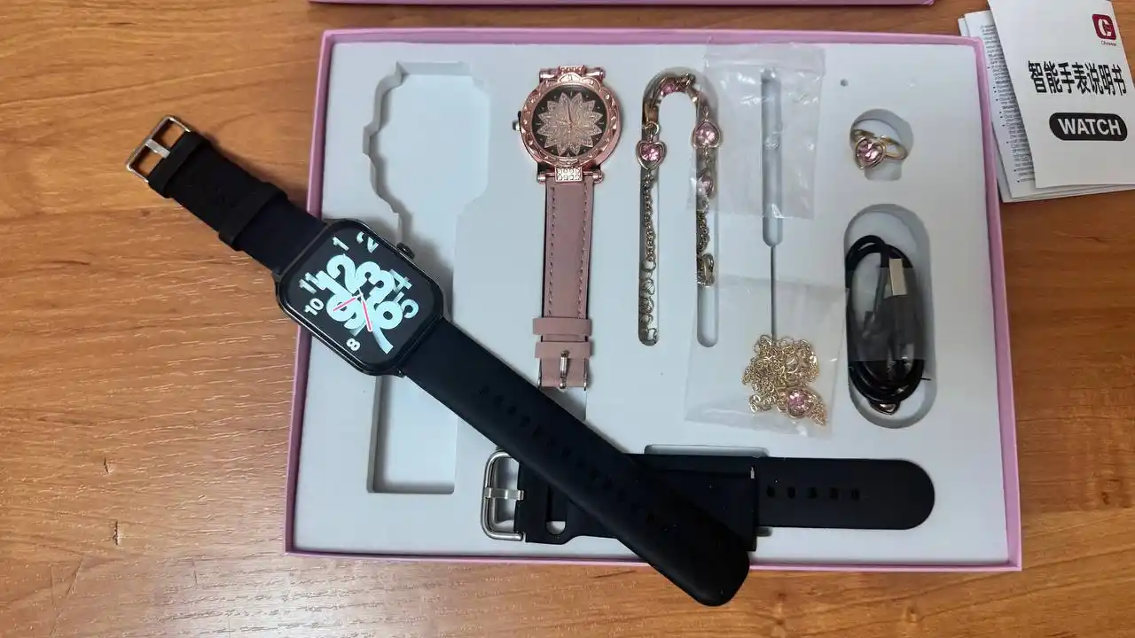 Умные часы набор 7 в 1 для девушек, Smart Watch, классические часы и украшения, смарт часы