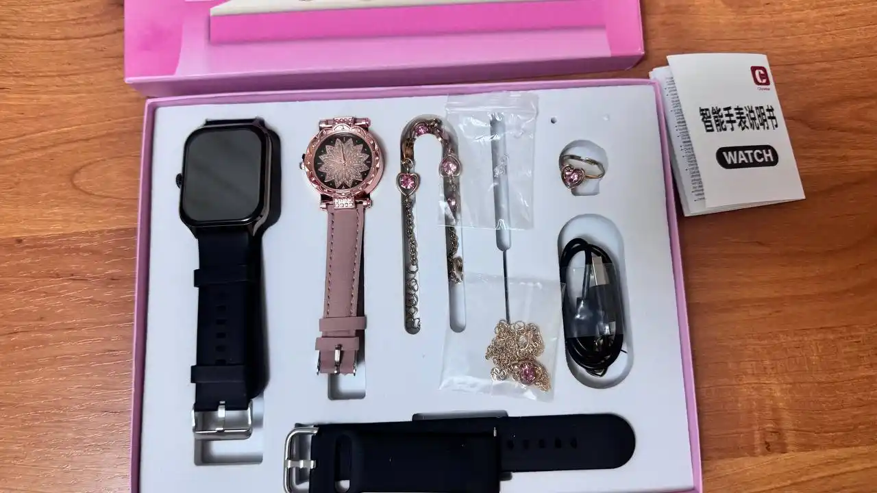 Умные часы набор 7 в 1 для девушек, Smart Watch, классические часы и украшения, смарт часы