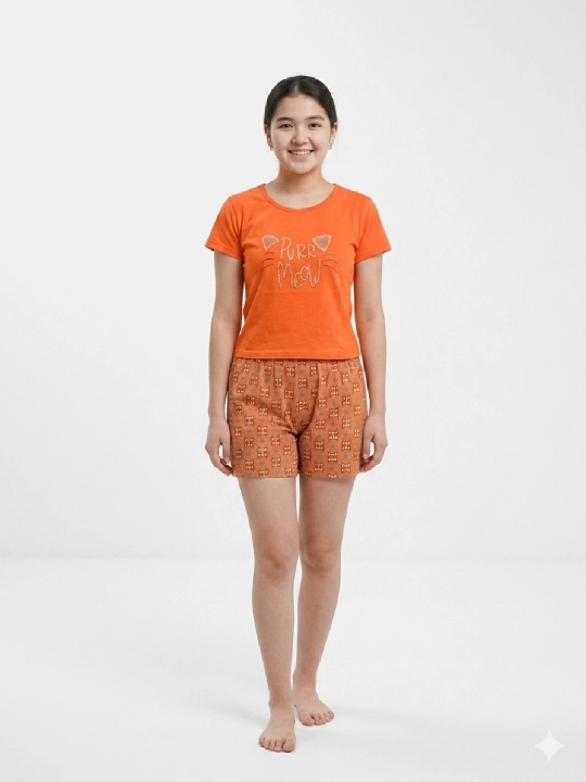 Cinnamoroll shortili ayollar pijamasi, leopard naqshli paxta uy kostyumi