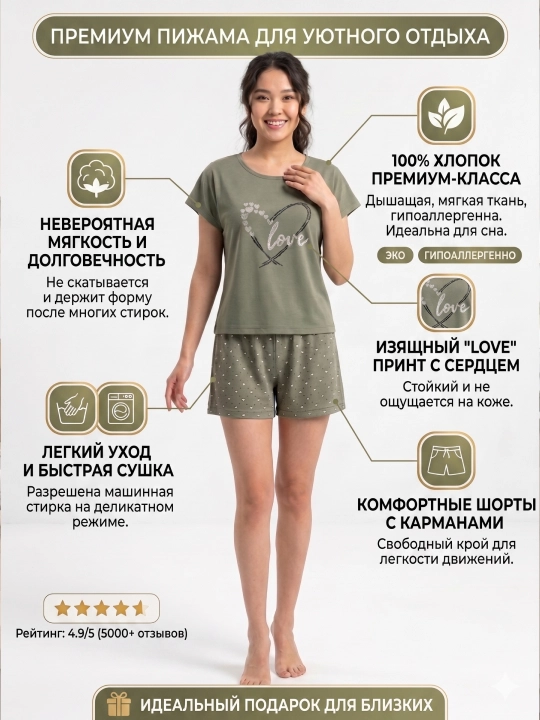 Пижама женская с шортами Cinnamoroll, хлопковый домашний костюм с леопардовым принтом - 